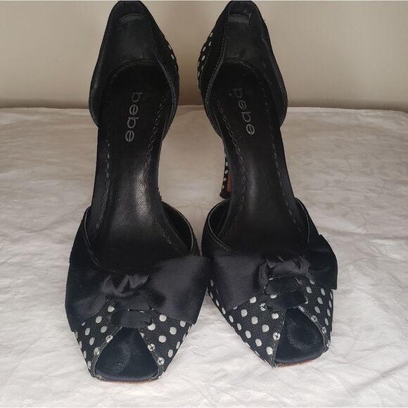 Vintage Bebe polka dot stiletto heels - Picture 3 of 10